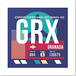 Granada, Spain (GRX) Airport Code Baggage Tag Posters and Art